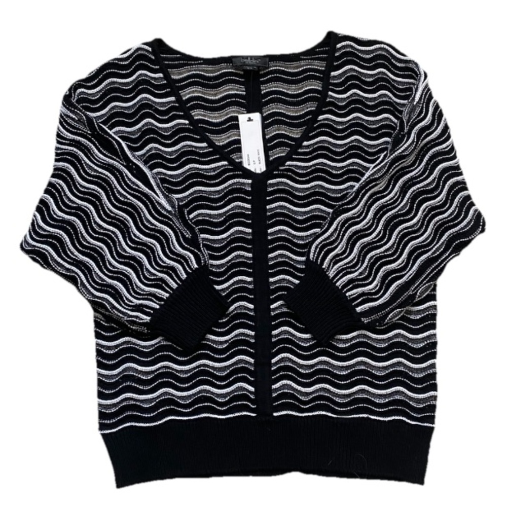 BELLDINI | Wavy Striped V-Neck Pullover Sweater Small S/P